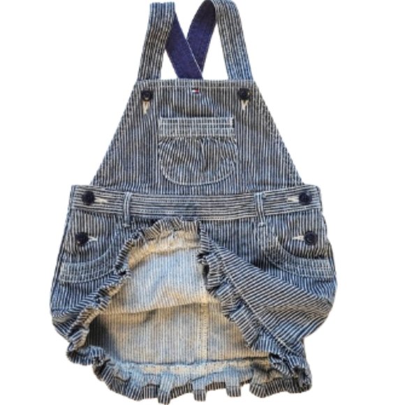 TOMMY HILFIGER Striped Denim Jean Overall Dress - Toddler Girl's 4 T - Picture 3 of 8